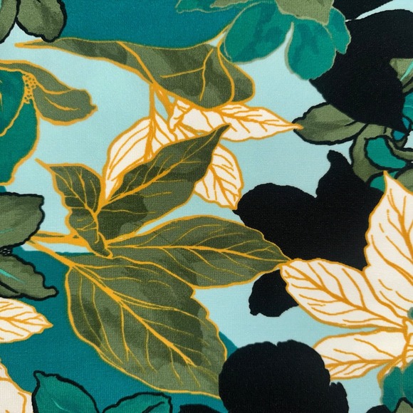 Boston Proper Floral Halter Neck Mini Dress Teal Green Black Women's Size M‎ - Picture 5 of 5